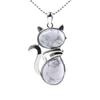 Pink Purple Stone Pendant Cute Shape Cat Jewelry Necklaces Daily Wear Cat Necklaces  Pet Lovers