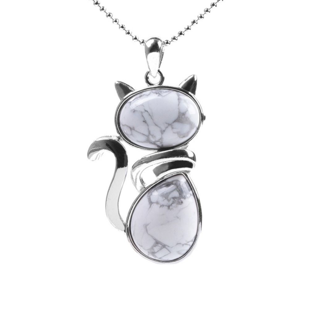 Pink Purple Stone Pendant Cute Shape Cat Jewelry Necklaces Daily Wear Cat Necklaces  Pet Lovers