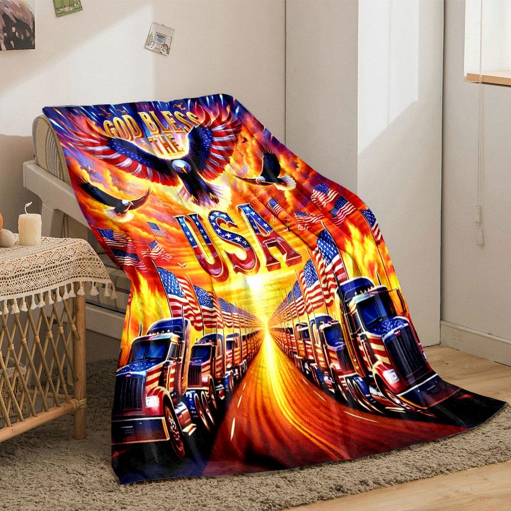 Patriotic Eagle USA Blanket bedroom Blanket for Livingroom Couch lunch break Soft throw for Friend's festival Gift
