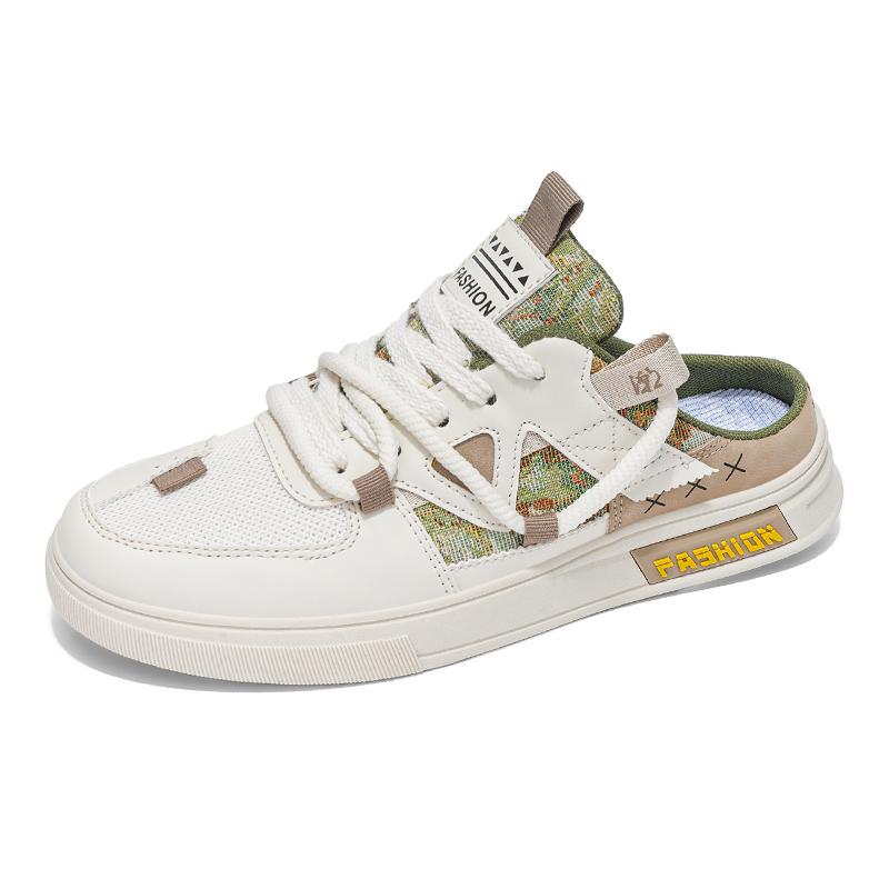 Summer Half Shoes For Men Semi-Drag Casual Board Shoes Men's Loafers Slippers Mules Sandals Slip-On Flats Backless Driving Shoes