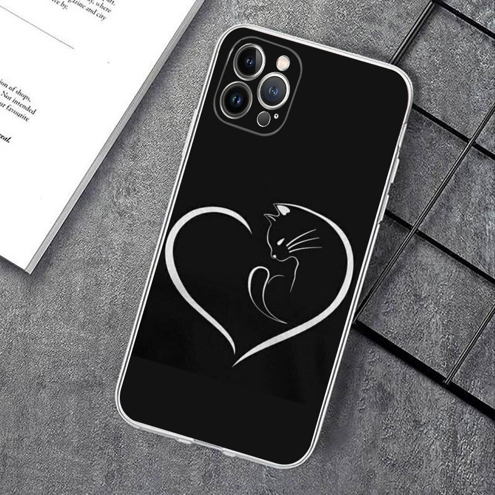 Cute Cat Line Phone Case For iPhone 15 14 11 12 13 Mini Pro XS Max Cover 6 7 8 Plus X XR SE 2020 Funda Shell
