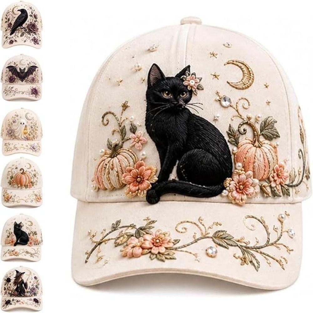 3D Embroidery Halloween Baseball Cap Cotton Material Baseball Hat Party Wear