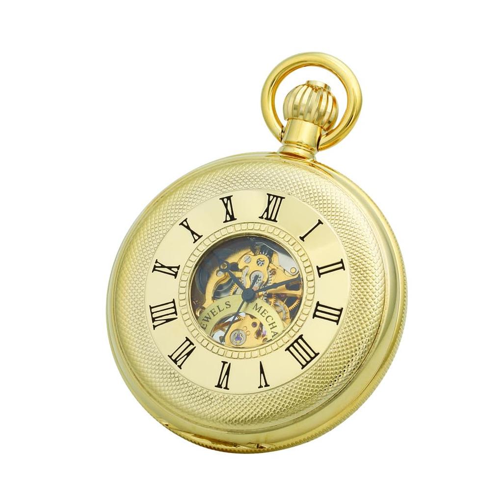 Charles Hubert DWA054 Men's Mechanical Skeleton Pocket Watch with Hand-Wound Movement