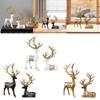 2Pcs Elk Resin Statue Decors Collection Resin Reindeer Sculpture Deer Figurine for Dining Room Desktop Farmhouse Bookshelf Desk