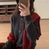 Autumn and winter French chic colorful button-down crew-neck knitted cardigan women's high-end sense fashion versatile sweet soft waxy outer wear