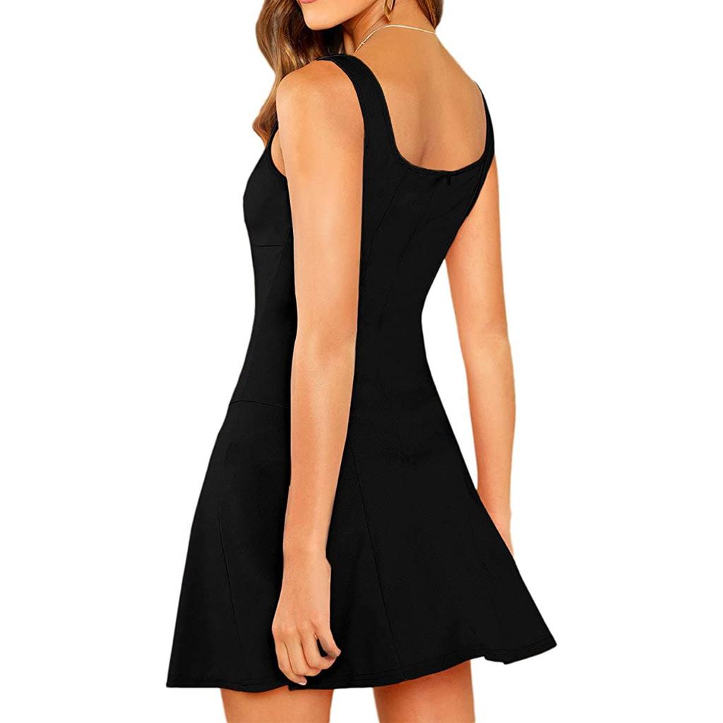 Ladies Sleeveless Camisole Dress Color Tunic A-line Skirt