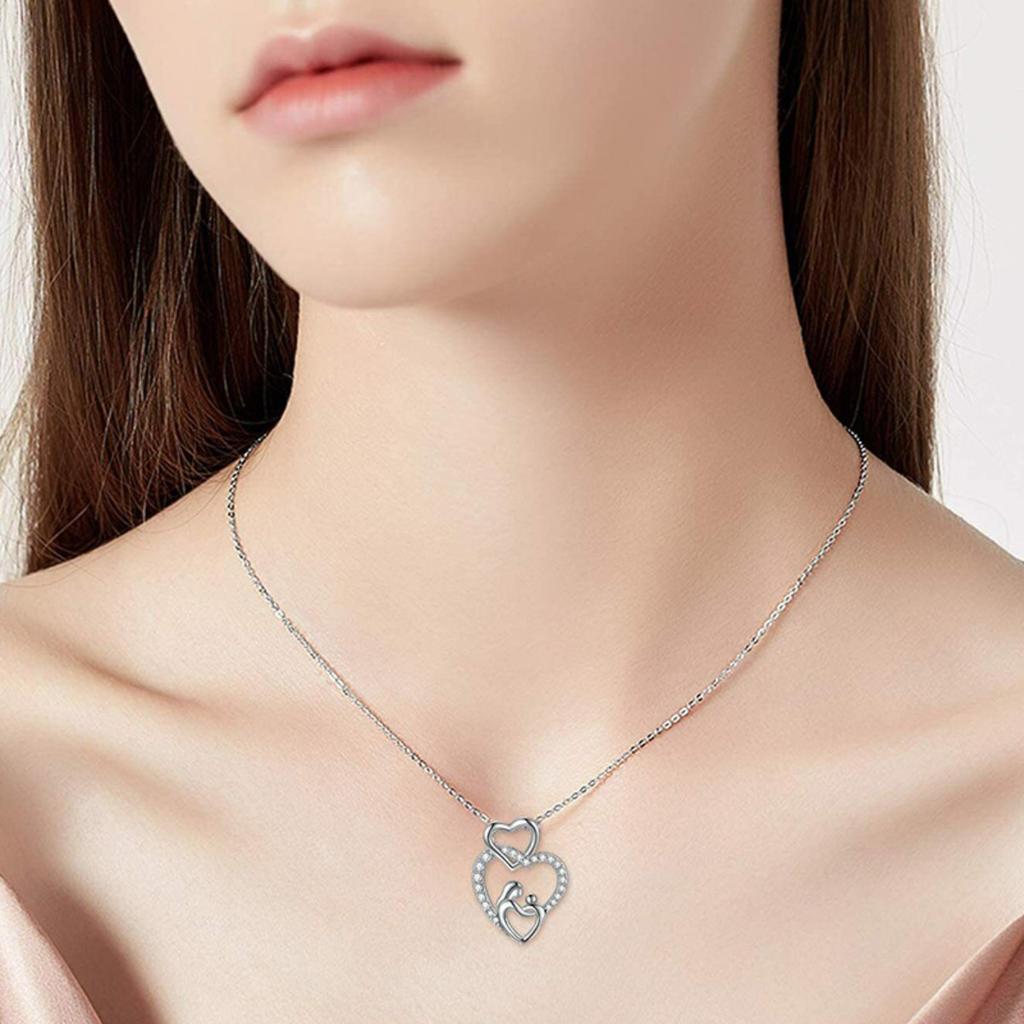 Double Heart Pendant Necklace Sentimental Sparkling Jewelry