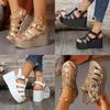 Roman Sandals Women Summer Thick Sole Pu Shea With Buckle For Casual Wear