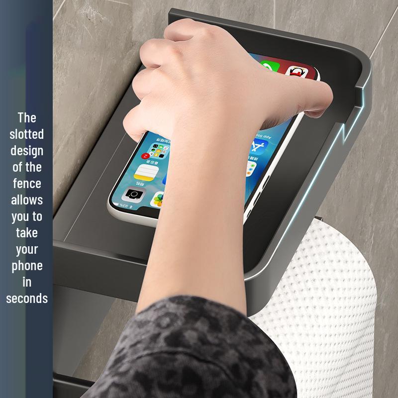 Wall-Mounted Tissue Box: Punch-Free Double-Layer Storage for Toilet, Bathroom, Kitchen, and Hotel Rolls.