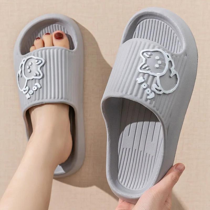 Fashion Thick Bottom Cloud Slides Women Fashion Dog Soft Sole Platform Slippers Woman Summer Light Non-Slip Bathroom Bathing Slippers