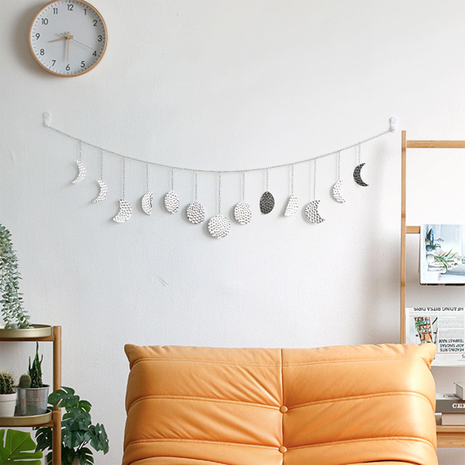Sun Moon Pendant Moon Phase Home Decoration Metal Disc Background Wall серебряный