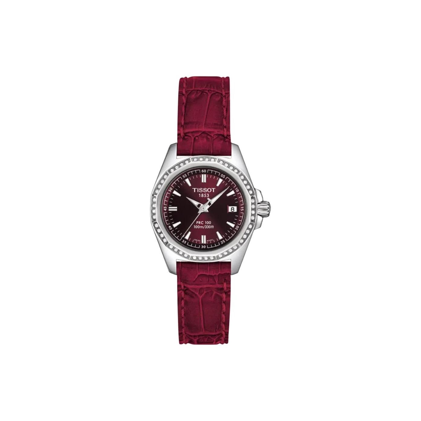 

TISSOT Кварцевые часы 100м Водонепроницаемость Женские часы 28мм Красный циферблат Корпус из нержавеющей стали T22.1.161.81 Red Watch Dial