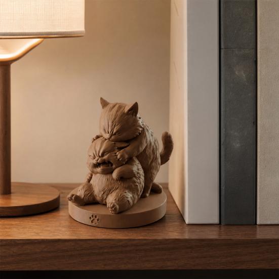 Frolicking Cats Figurine, 3D Printed Playful Cat Statue, Cute Collectible Kitty Sculpture Desktop Ornament Gift for Cat Lovers
