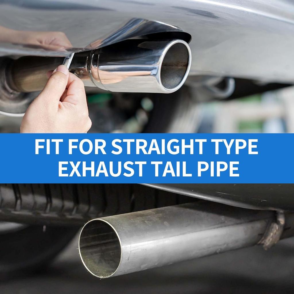 Slant Exhaust Tip, 1.2" - 2.4" Inlet 3.4" Outlet 5.3" Length Tailpipe Universal for Car Bolt on Stainless Steel Matte Black