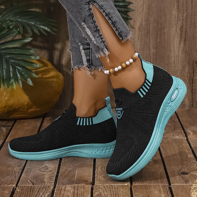 Fashion Breathable Knit Casual Sneakers for Women 2025 Comfortable Slip On Sports Shoes Woman Spring Autumn Mix Color Non Slip Sneakers