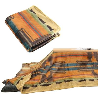 Rivere Kotatsu Cover, Flannel, Multi-Purpose Blanket, Kotatsu Futon Cover, Sofa Cover, Ethnic Pattern (Vintage Brown, Square, 210x210cm)