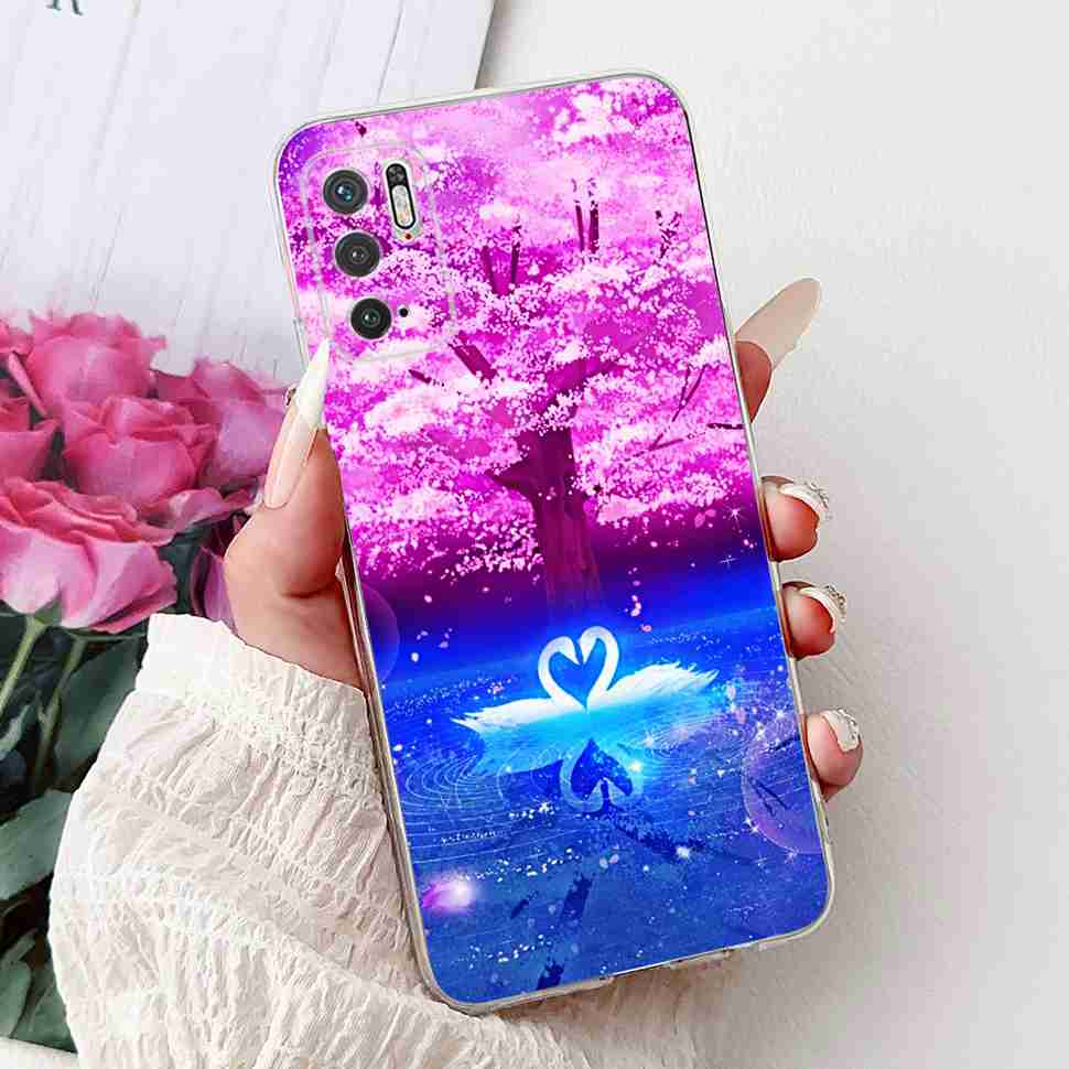 For Redmi Note 10 5G Case Fashion Rose Bow Soft Silicone TPU Back Cover For Xiaomi POCO M3 Pro 5G 6.5" Shockproof Phone Cases