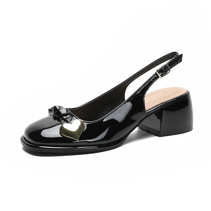 

Leather flat for Huizhou women s shoes heels empty cool slippers outside wear summer new bag head sandals women 40 чорний