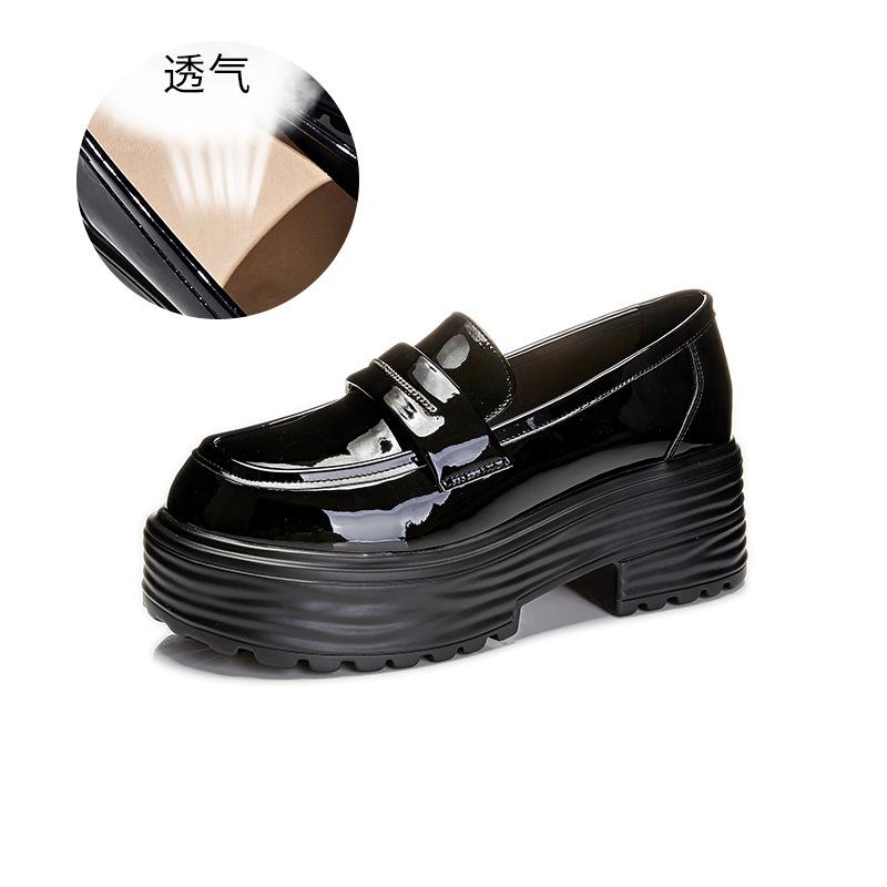 

Muffin sole loafers women s 2025 spring new women s platform single shoes British style small leather shoes women s shoes 40 чёрный