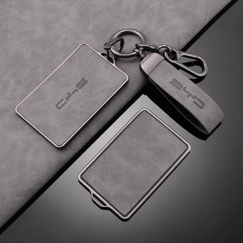 For BYD Tang DM Han EV Song PRO Qin PLUS DMI Auto Keyless Keychain Accessories Leather Car NFC Card Remote Key Case Full Cover