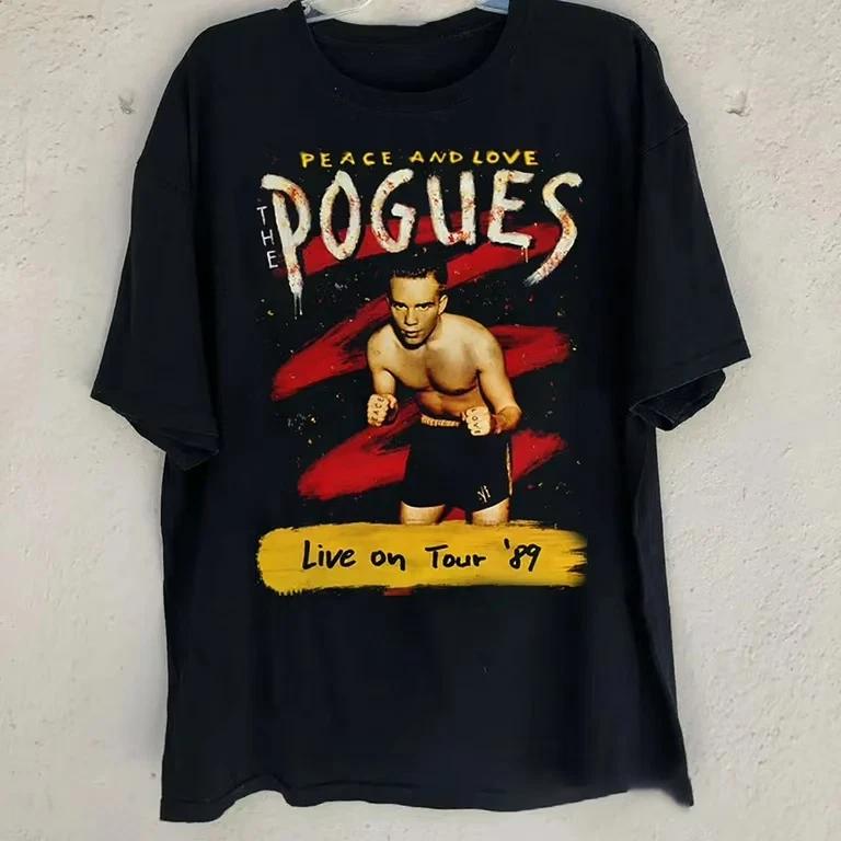 Vtg The Pogues band Peace and Love Tour Cotton Black All Size T Shirt TR262 XXL