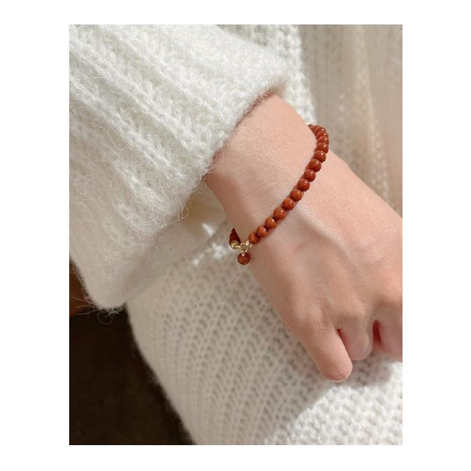 Persimmon Red Natural Southern Red Agate Bracelet, Zodiac Bracelet for Women, Simple Rabbit-themed Jewelry Gift for Girlfriends Southern Red Agate Bracel