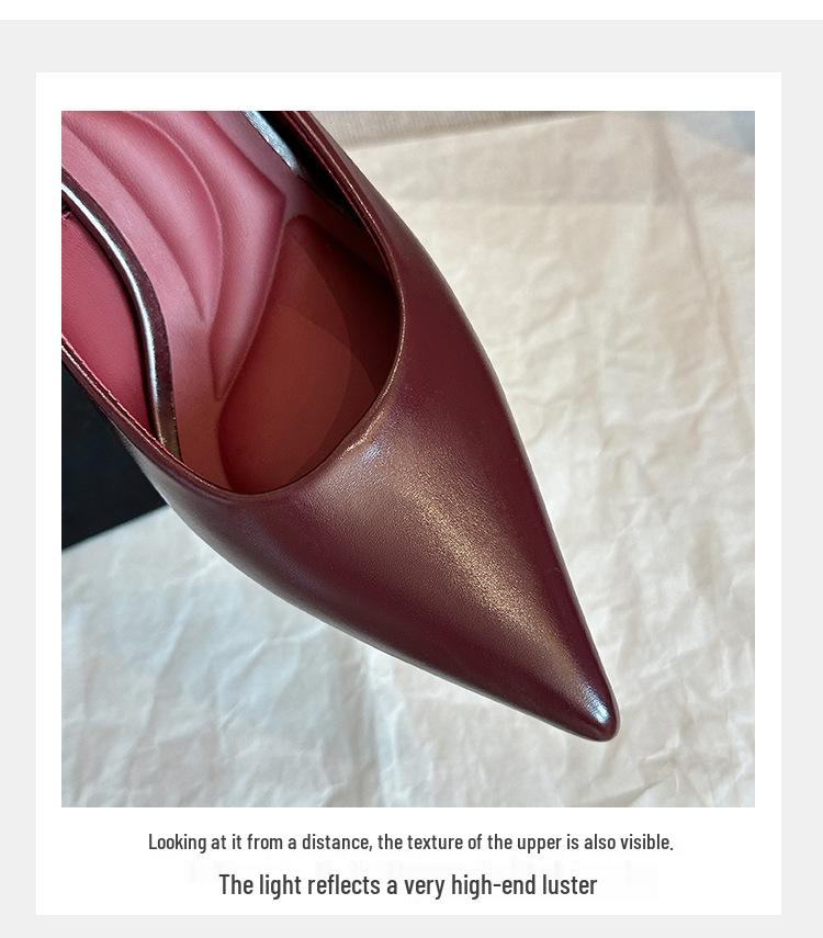 Red Pointed Toe Backless Stiletto Flats - Spring European American Style Fashion for Women