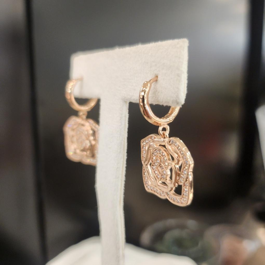 ARTRIA Pink Rose E Flower One-Touch Earrings JTOERFR0029PKF