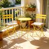3pcs Table and Chairs Set Metal Folding Simple Solid Color Table and 2 Chairs Outdoor Decoration Garden Furniture