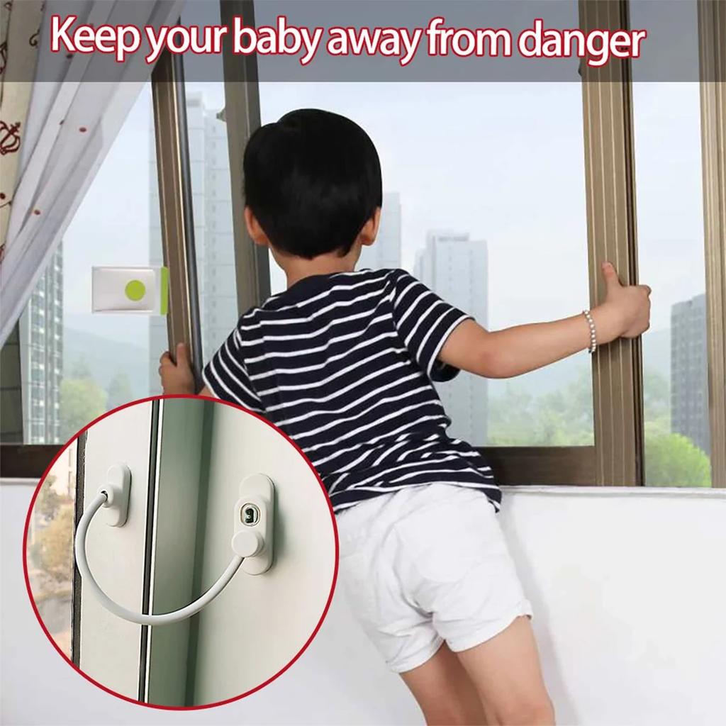 Set Window Door Cable Restrictor Ventilator Baby Kids Child Safety Security Chain Lock Kits Stainless Steel