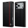 Carbon Fiber PU Leather Wallet Phone Case For iPhone 17 Air 16 15 14 13 12mini 11 XS Pro Max XR SE 8 7 Plus Book Holder Cover