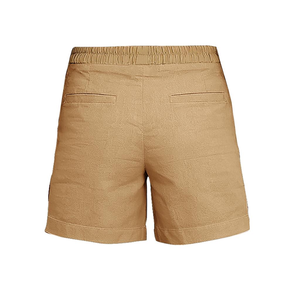 Women's Cotton And Linen Shorts, With Pockets, Soft Button Closure, Zipper, Slim Fit.