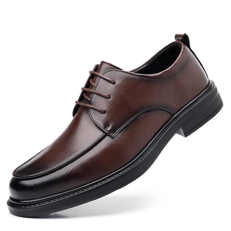

New Men s Formal Shoes Genuine Leather Dress Shoes Men‘s Italian Style Business Office Wedding Solid Color Lace Up Shoes 37