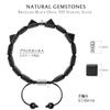 Flat Bead 925 Sterling Silver with Onyx Stone Center Braided Gift for Men [AWNL] Men's Bracelet, Charm, Bracelet, (9.5mm Stone), 16.5-18cm