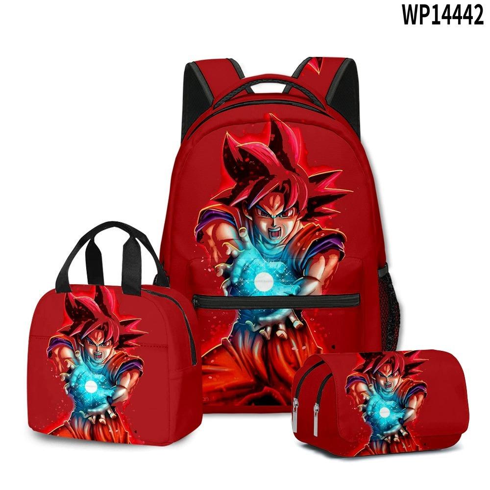 3D Animation Wukong Dragon Ball Super Student School Bag Backpack Lunch Bag Pencil Bag Three-Piece Set