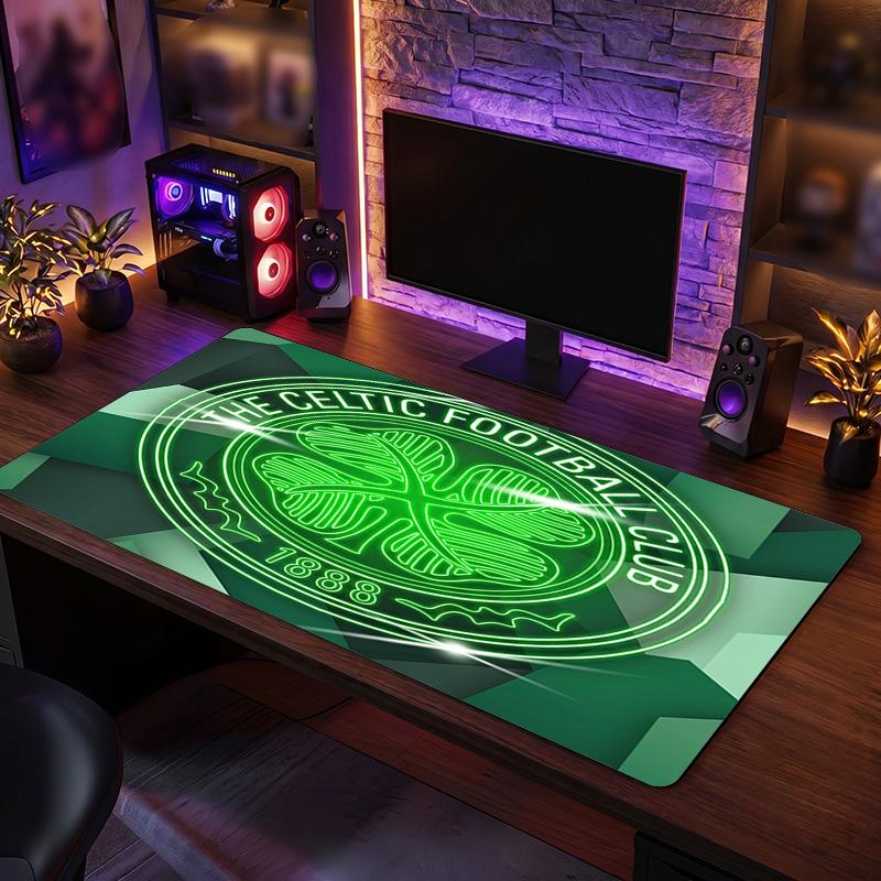 Celtic FC Theme Pattern Mouse Pad, Soccer Logo Design XXL Gaming Desk Mat Non-Slip Computer Mouse Pad