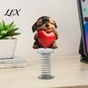 Vivid Character Car Interior Accents Cute Cat/Dog/Elf Dashboard Decorations with Spring Swing Design, Double-sided 2D Flat Acrylic Small Gifts