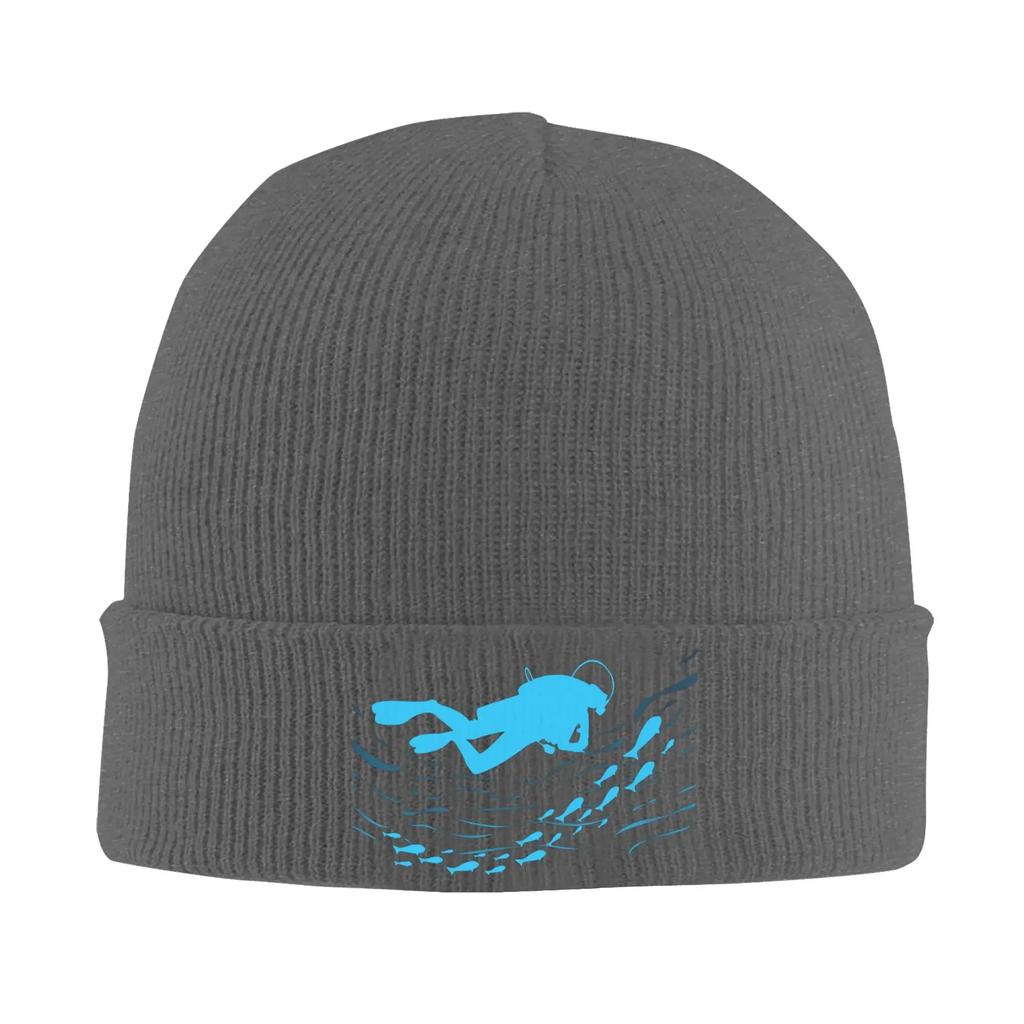 Custom Scuba Diving  Skullies Beanies Caps Streetwear Winter Warm Unisex Women Knit Hats Unisex Adult Ocean Diver Bonnet Hat
