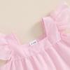 Baby Girl Summer Clothes Stripe Print Flying Sleeve Square Neck Tank Tops Ruffled Shorts Outfit