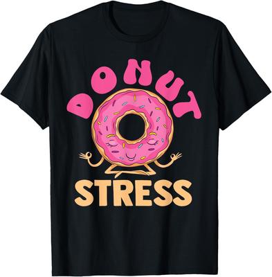 Donut Meditate Donut Stress Relief Graphic Tee Soft Cotton Casual T-Shirt for Bakers