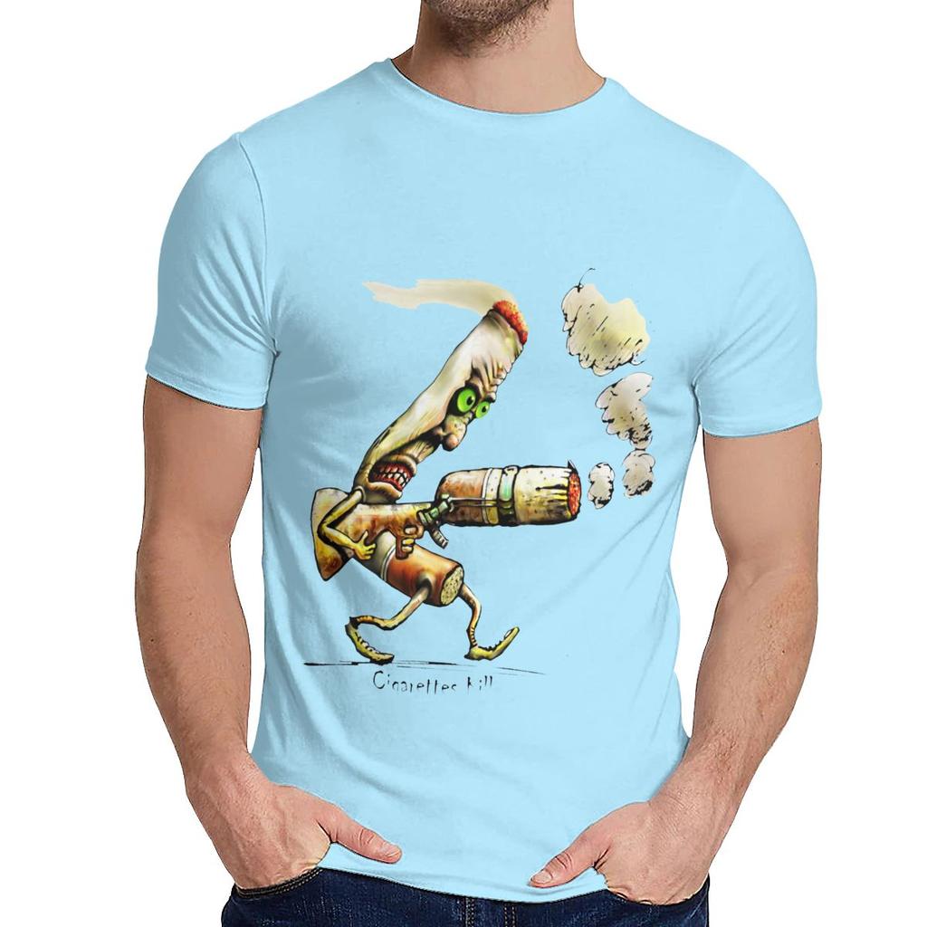 Streetwear Cigarettes Kill T Shirt Men Crazy Organic Cotton Camiseta Crewneck