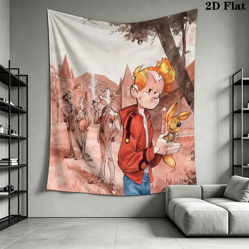 Spirou Honor Wall Tapestry Aesthetic Wall Hanging Printed Fabric Blanket Decorative Tapestries for Bedroom Living Room Home Decor