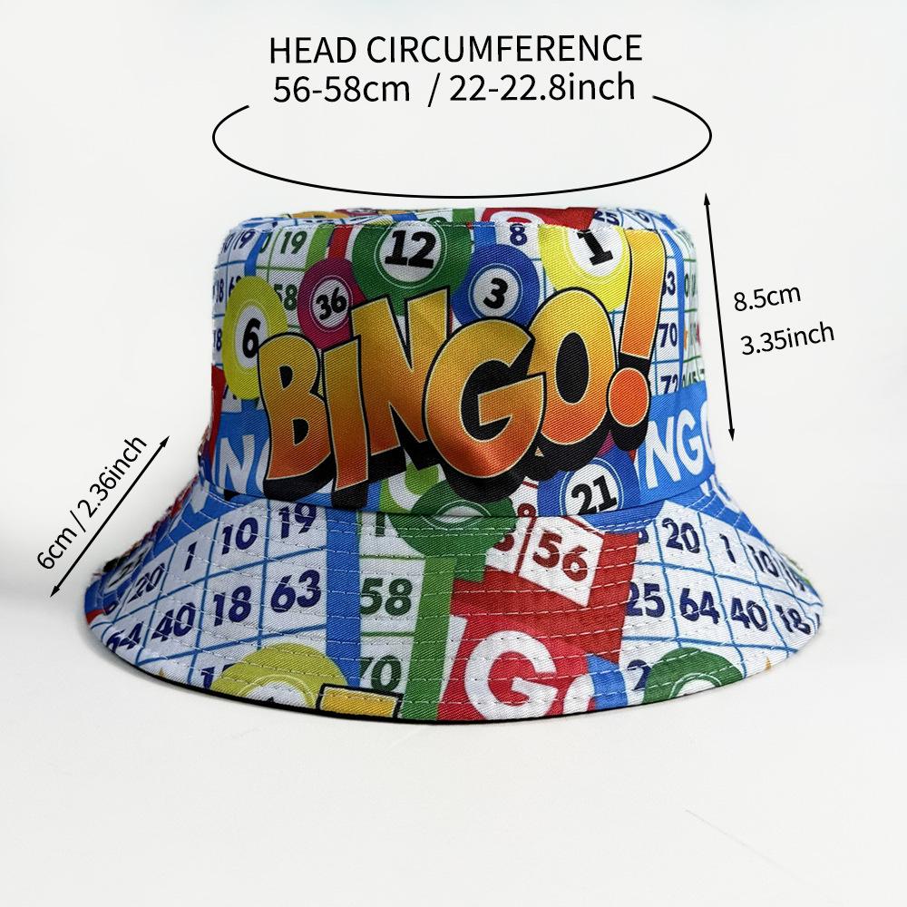 Bingo Printed Bucket Hat Double-sided Wear Men's and Women's Sunscreen Visor Hat Outdoor Fashion Basin Hat Versatile Model