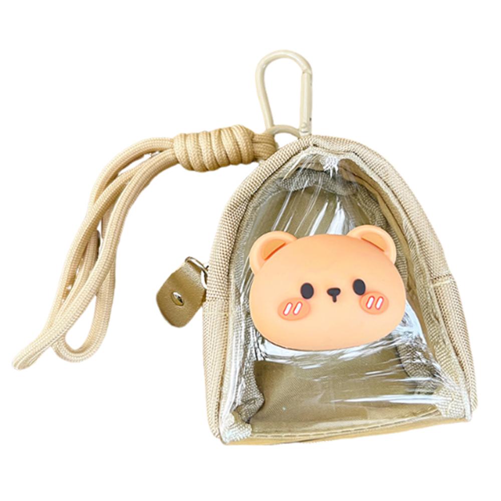 

Capybara Transparent Pouch Keychain Panda Doll Outdoor Storage Bag Headphones Organizer Keys Khaki Bear