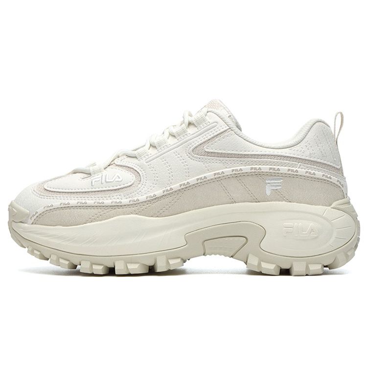 Fila Fashion Sneakers Synthetic Leather Comfortable Shock Absorbing Wear Resistant Low Top Dad Shoes Women Sneakers White Gray F12W144136FSA