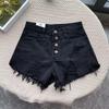 2025 Summer Women's High-Waist Retro Denim Shorts - Trendy Slim Wide-Leg Design