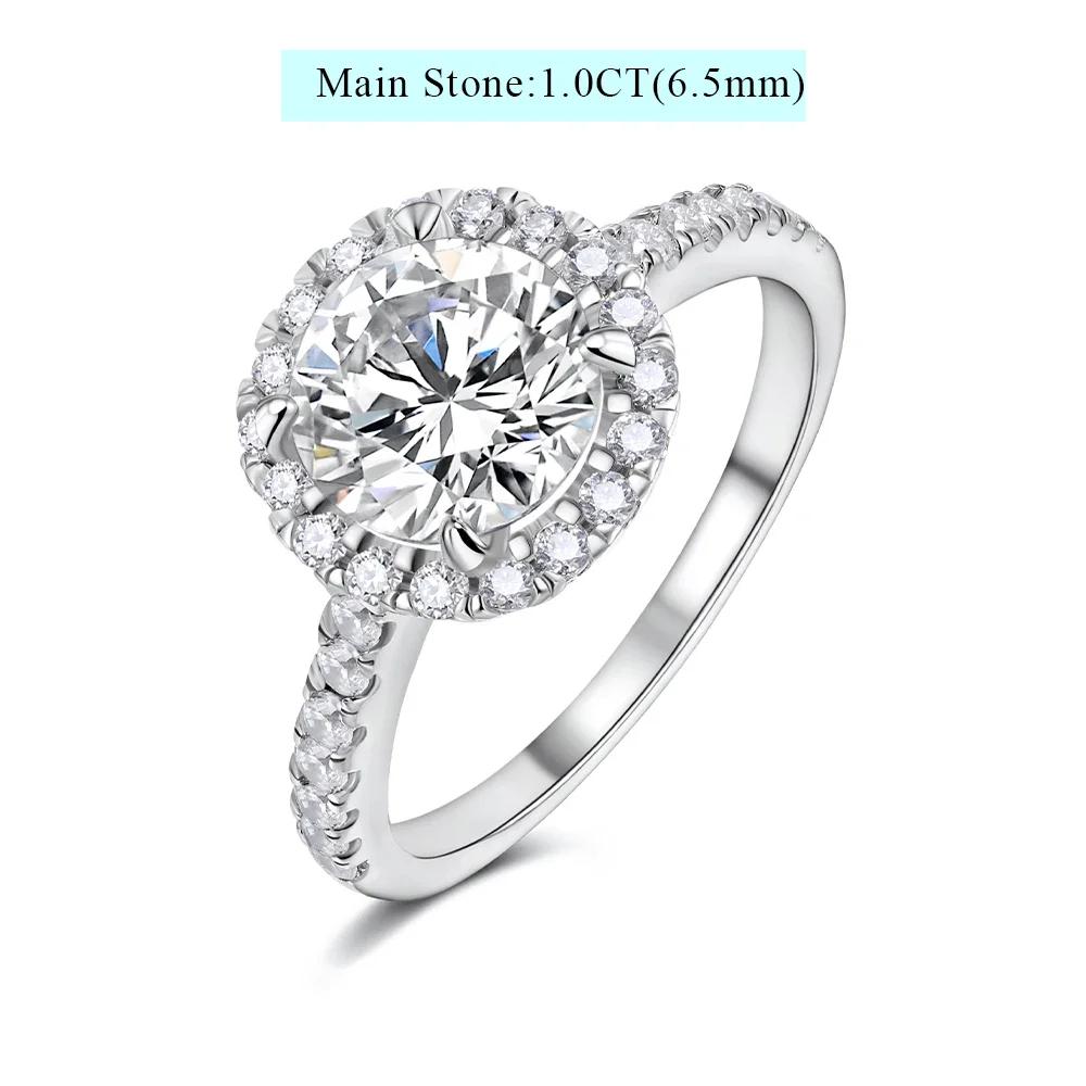 M-JAJA Solitaire 1ct Halo Moissanite Engagement Ring for Women S925 Silver Diamond Wedding Band Bridal Luxury Jewelry