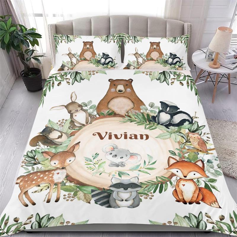 Lovely Koala Flowers Soft Duvet Cover Carton Animal Beding Set Elephant Cat Der Leaves Comfortable Quilt Cover King For Children Kids Child Gift Decor