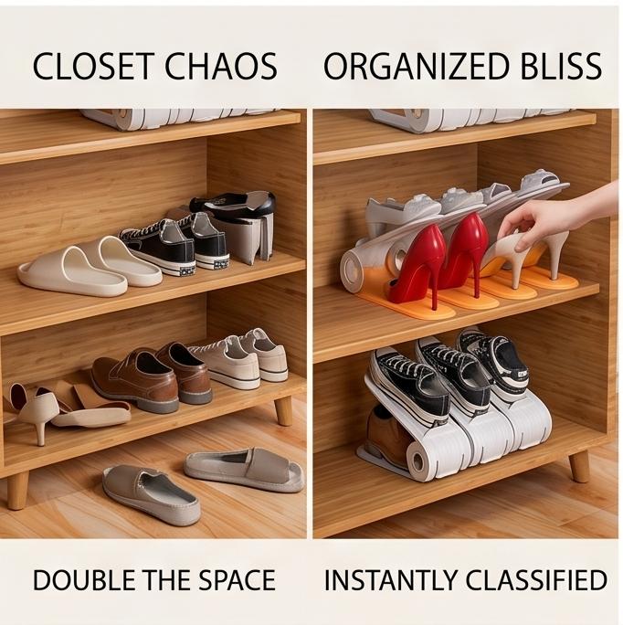 Adjustable Shoe Rack Organizer, Double Layer Thickened Shoe Storage Holder for Home Dorm Closet, 2/10 Packs