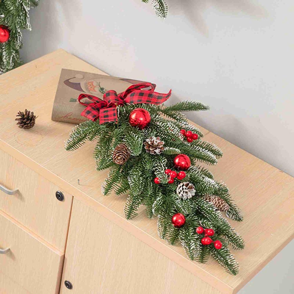 Christmas Upside Down Wreath 60cm Xmas Wreath New Teardrop Wreath  Front Door